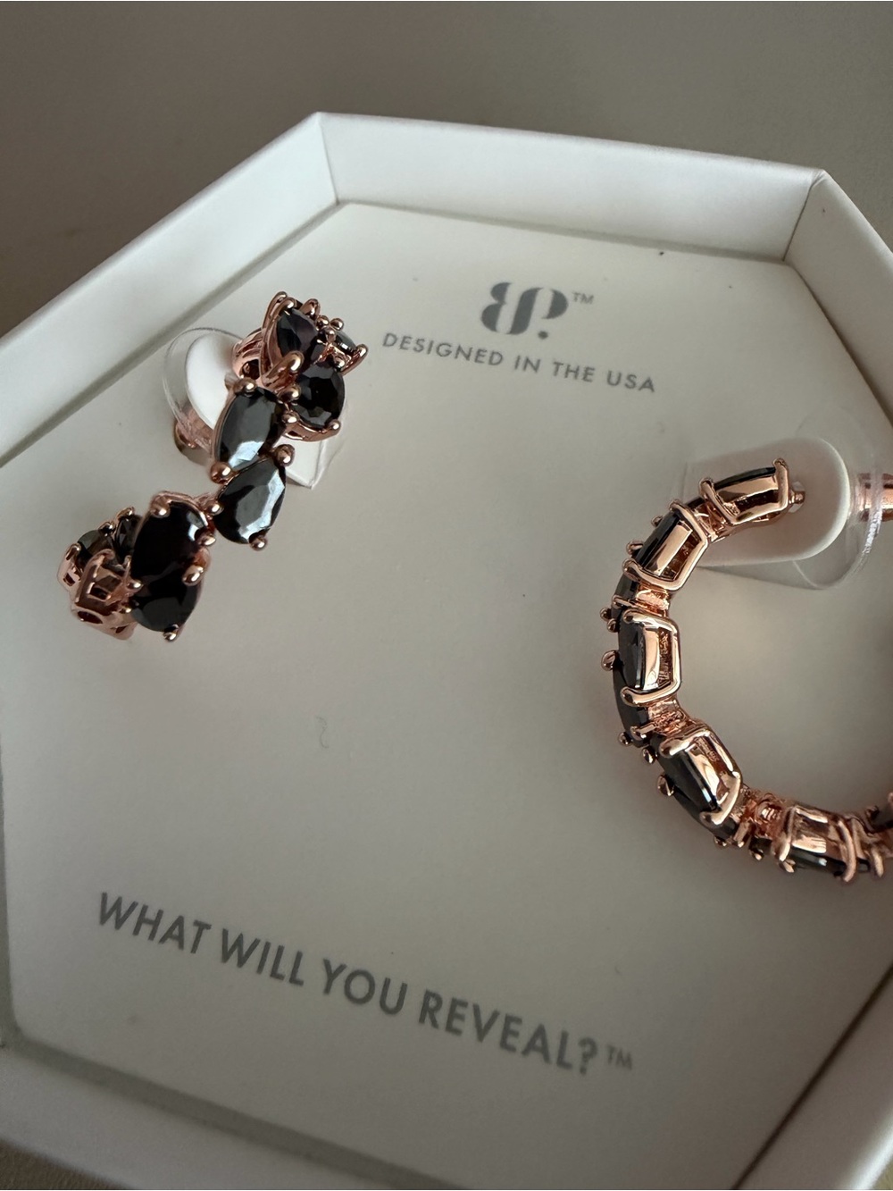 Bomb Party “A Chain Of Glimmering Echo” Earrings | Black Onyx CZ Hoops